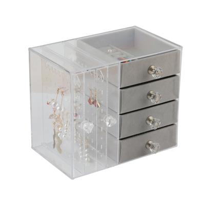 China Fashional Wholesale Clear Acrylic Jewelry Box With Lid Acrylic Storage Display Rack for sale