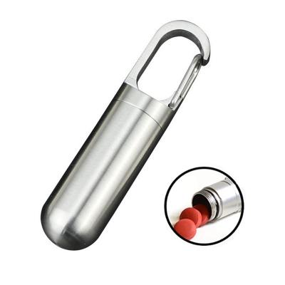 China Waterproof Main Chained Portable Waterproof Container Mini Pill Case Pill Holder Stainless Steel Pill Box For Purse Or Travel Outdoor Pocket for sale