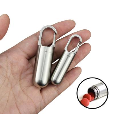 China Waterproof Custom Pill Box For Travel Purse Outdoor Pocket Mini Stainless Steel Pill Holder Box Main Chained Waterproof Container for sale