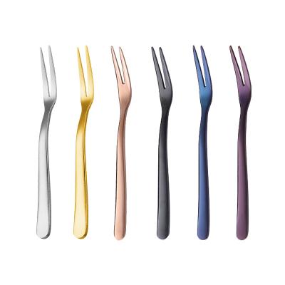 China Mini Cake Fruit Fork Small Colorful Viable Assorted Fork Spoon Stainless Steel Assorted Fork for sale