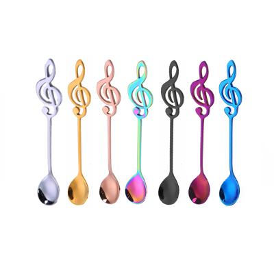 China Gold Silverware Honey Spoon Set Stainless Steel Viable Viable Music Handle Spoon for sale