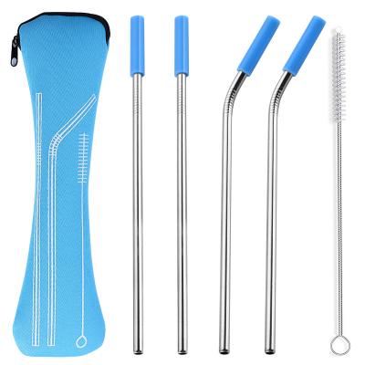 China Viable Portable 304SS Stainless Steel Metal Suction Tube Straw Suit Reusable Metal Straw Pearl Milk Tea Straw for sale