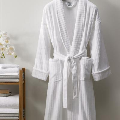 China Cotton Stripe Luxury Spa Hotel Microfiber Velvet QUICK DRY Extra Long Bathrobe for Men and Women for sale