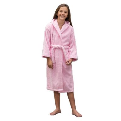 China Breathable Women Shear Cotton Terry Cloth Spa Hooded Children Pink Blue Bathrobe For Girls for sale