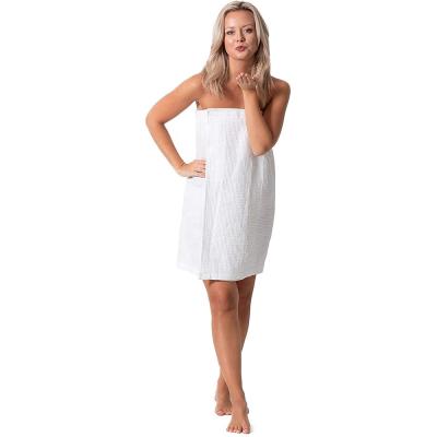 China Wholesale Eco-friendly Ladies Waffle Cotton Spa Body Bath Towel Wrap With Adjustable Closure for sale