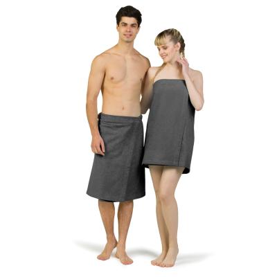 China QUICK DRY Turkish Cotton Terry Gray Spa and Shower Towel Wrap Couples Set for sale