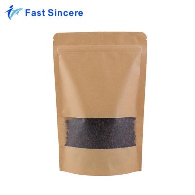 China Recyclable Eco - Friendly Custom Size Kraft Paper Bag With Window And Zipper for sale