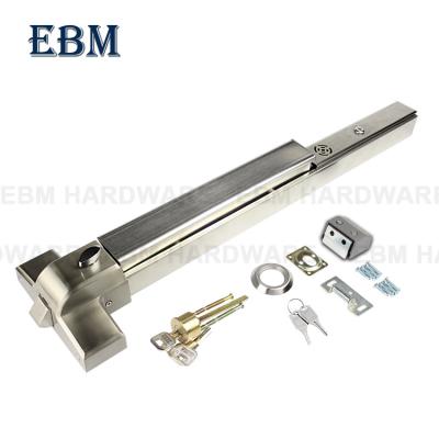 China Iron Painting/SUS 304 Panic Exit Bar Device Stainless Steel SUS 304 Alarm Push Bar Fire Door Lock With Lock Cylinder for sale