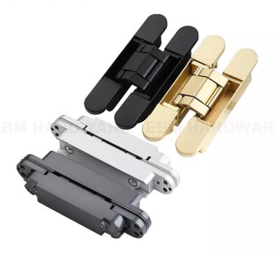 China 180 Degree Hinge 180 Degree Gold 3D Adjustable Hinges Zinc Alloy Hidden Invisible Concealed Wooden Door Hinge Best Quality China for sale