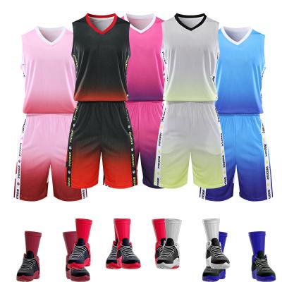 China Anti-Bacterial Custom Printing Logo Basketball Jersey Shorts/basketball Team Uniform Sets Jersey Shirts for Adult and Youth for sale