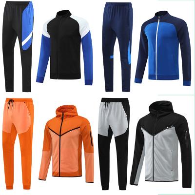 China Sets Wholesale Custom Logo Hoodie Jacket Zipper Soccer Tracksuit Training Wear Long Sleeve Football Soccer Suit for sale