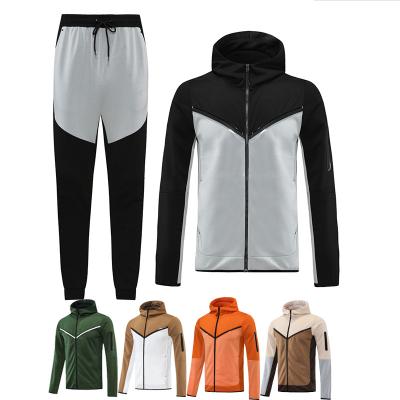 China Breathable Men Zipper Up Hoodie Tracksuits Custom Logo 2 Pcs GymTraining Sports Wear Jogging Set for Men for sale