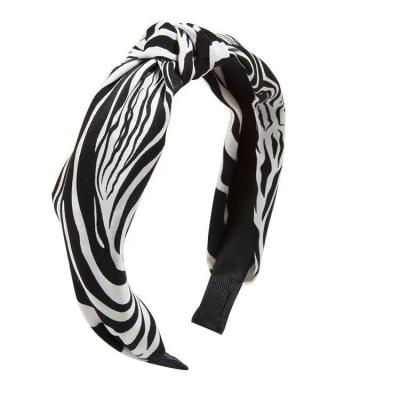 China 2021 New Arrival Fashion Women Soft Hair Accessories Wide Zebra Print Knotted Headband Girls for sale