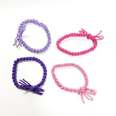 China Factory Attractive No Crease Women Ponytail Holders Solid Color Braided Elastic Hair Ties Bands For Kids Girls for sale