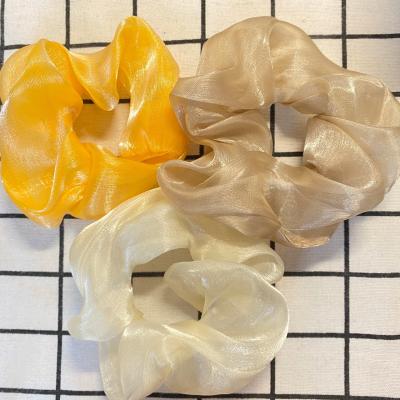 China Spring Summer Small Attractive Organza Scrunchies Shiny Tulle Scrunchie Hair Tie Girls Accessories for sale