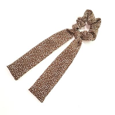 China 2021 Spring Summer Scrunchies Women Leopard Houndstooth Print Ribbon Scarf Chiffon Hair Scrunchies Small Attractive for sale