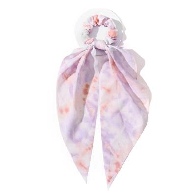 China 2021 Chiffon Girls Chiffon Hair Ties Dye Tie Long Scarf Soft Pastel Chiffon Hair Scrunchies Chiffon Attractive Thick Hair Ties for sale