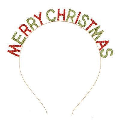 China Fashion New Year Hair Accessories Tiara Metal Alloy Diamond Jewelry Celebration Merry Christmas Headband For Girls Kids for sale