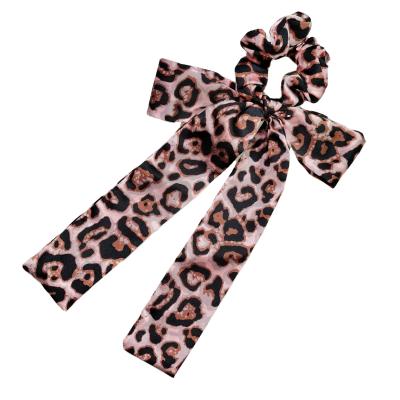 China 2021 Fashion Girl Ribbon Bowknot Hair Scrunchies Tie Dye Animal Zebra Leopard Cow Bow Scrunchies Hair Ties Attractive Animal Print Ties for sale