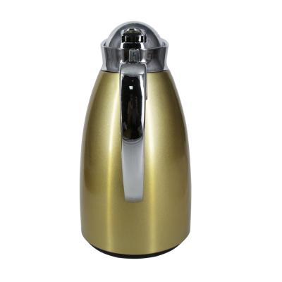 China Sustainable Double Wall Metal Body Insulated Hot Milk Coffee Liner Glass Water Jug for sale