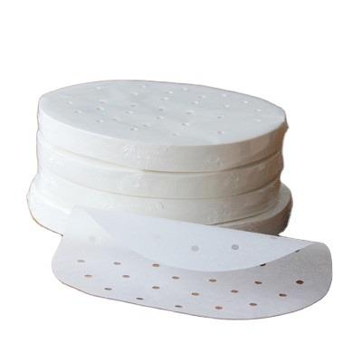 China Double Sided Silicone Oilproof Nonstick Disposable Greaseproof And Waterproof White Round Steaming Paper for sale