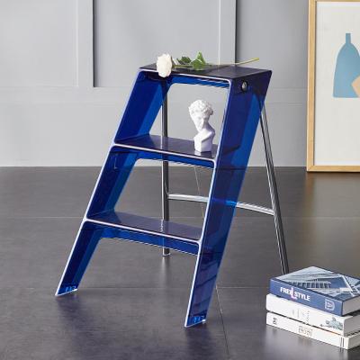 China Acrylic folding ladder portable transparent three-step ladder Central Institute of Statistics creative non-slip ladder household ladder boson folding ladders for sale