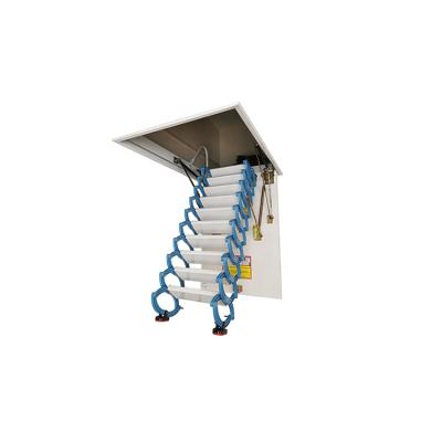 China Folding Ladders Exported Scissor Shape Attic 300kg Max Loading Manual Ladder for sale