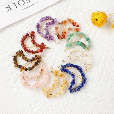 China China Natural Amethyst Gravel Rhinestone Crystal Chips DIY Moon Hairpin Decoration Sweet Hair Clips for sale