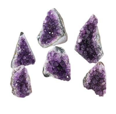 China Home Decoration Natural amethyst cluster display amethyst cave amethyst block raw stone mineral specimen table decoration process wholesale for sale