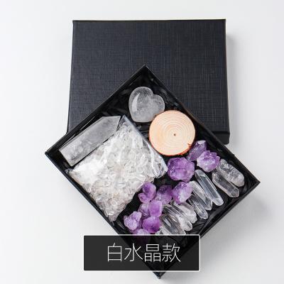 China China Crystal Gravel Love Peach Heart Natural Crystal Raw Stone Pillar Wand Gift Set for sale