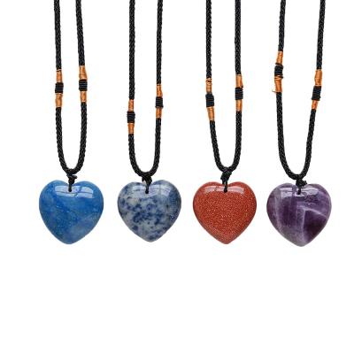 China China Semi-Precious Stone Heart Shape Handicraft Power Stone Necklace Quartz Crystal Pendant Stone for sale