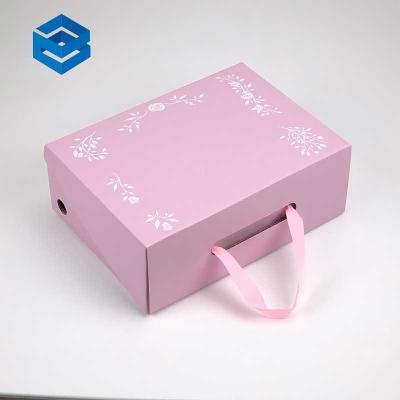 China Bio-degradable Wholesale by Chinese Manufacturers Shoe Box Packaging Pink Luxury Corrugated Folding Empty Shoe Boxes for sale