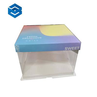 China Recyclable Wholesale Cake Box with Handle 12 Inch Cardboard Transparent Cake Box with Window for sale