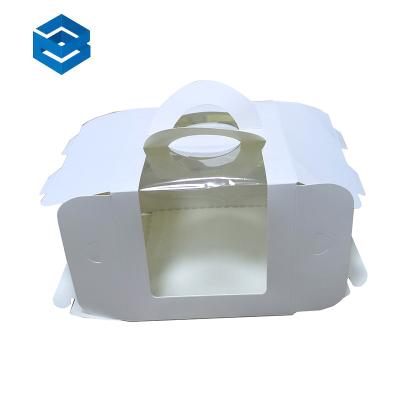 China Recyclable Custom Wholesale Biodegradable Paper Box for Cake Dessert Packing Folding Clear Cake Boxes with Handle for sale