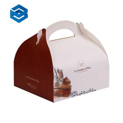 China Recyclable Wholesale Disposable Portable Kraft Paper Candy Bake Dessert Takeout Paper Cake Box for sale