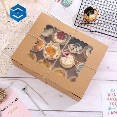 China Recyclable Bakery Packaging Paper Cake Box Kraft Paper 12 Holes Cup Cake Dessert Packaging Boxes for sale