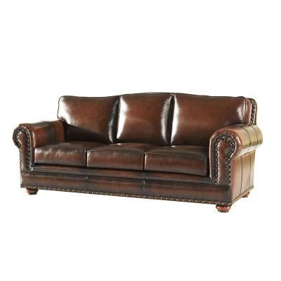 China Transitional Style Hot Selling American Classical Furniture Luxury Double Leather Sofa for sale