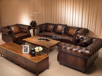 China Sofa bed living room antique sofa sectional classic royal genuine leather European sofa sets home furniture for sale