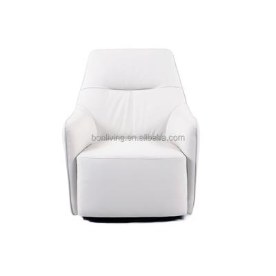 China Modern Leisure Rotation Soft Leather Round Real Swivel Chair for sale