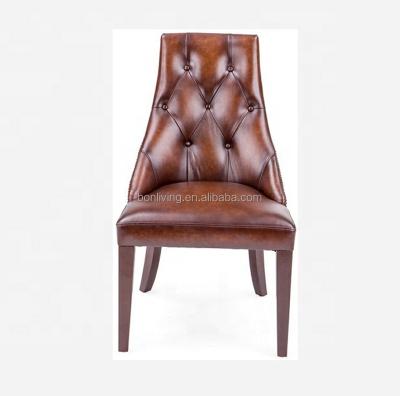 China Traditional Dining Room Furniture Leather Restaurant Dining Chairs Upholstery Arm Real Leather Dining Chair Modern for sale