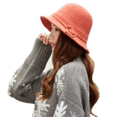 China Plush Women Wool Blend Bucket Winter Hat Winter Thrower Knitted Hat for sale