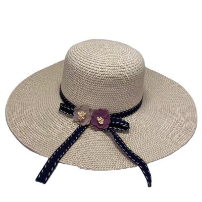 China 100% Eco-friendly Wholesale Sun Wide Brim Summer Beach Custom Paper Straw Hats With Logo for sale