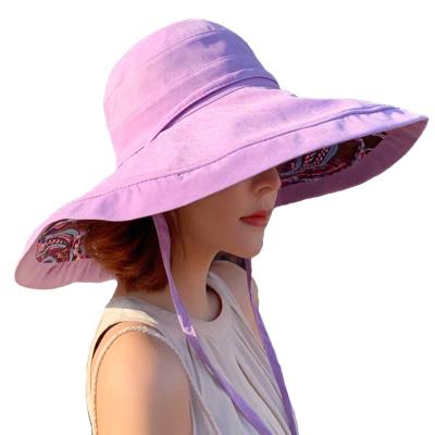 China 2020 Summer Women Summer Wide Brim Hat Outdoor Double Sided Bucket Beach Hat Eco-friendly Sun for sale