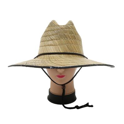 China Cheap Customized Wholesale Eco-Friendly Mexico Straw Sombrero Beach Surf Lifeguard Hat for sale