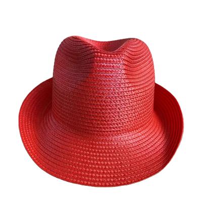 China Wholesale Custom Logo Summer Panama Fedora Straw Dobby Hat Wide Brim Wrap Beach Sun Straw Hat for sale