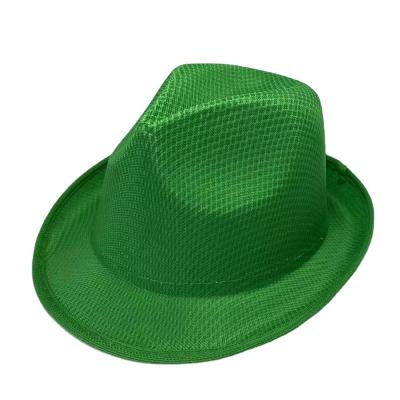 China Wholesale Colorful Pink Blue White Character Green Promotional Straw Fedora Hats for sale