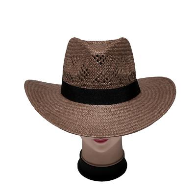 China Eco-friendly Unisex Wholesale Cavity Straw Mexico Cowboy Summer Panama Hat for sale