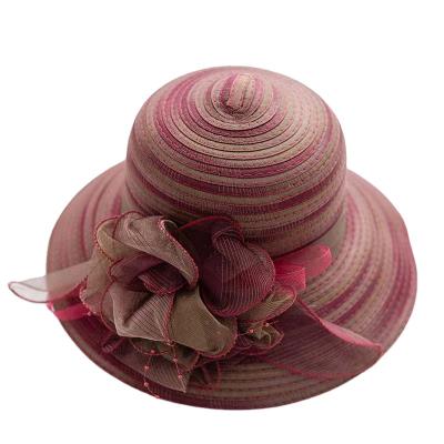 China Wholesale Elegant Women Summer Daily Use And Occasion Bucket Hats Organza Round Lid Flower Formal Wide Brim Wedding Hat Cocktail Party Bucket Hats for sale