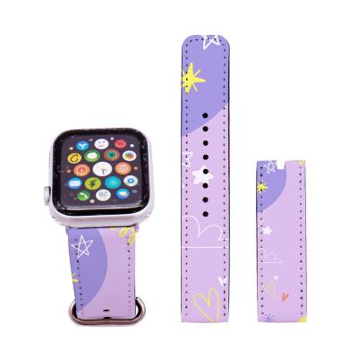 China DIY Picture High Quality Customized Watch Band For Apple Sublimation PU Leather Watch Band for sale