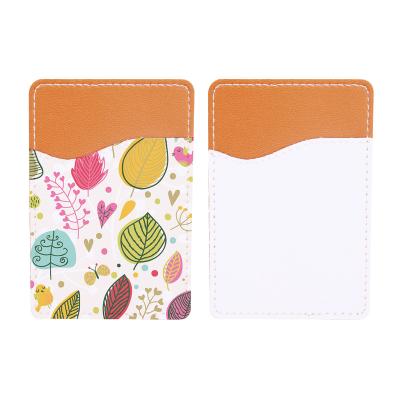 China Fashion Wallet Case Card Pocket Sublimation Blank PU Phone Card Holder Heat Transfer Leather Card Holder for sale